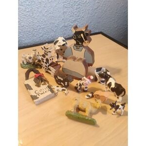 Vintage Cow Figurine Lot 14 Pieces‎ Nice Mix And Little Sizes